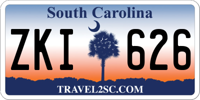SC license plate ZKI626