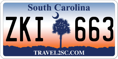 SC license plate ZKI663