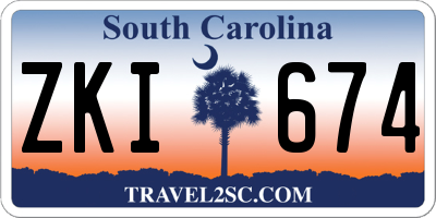 SC license plate ZKI674