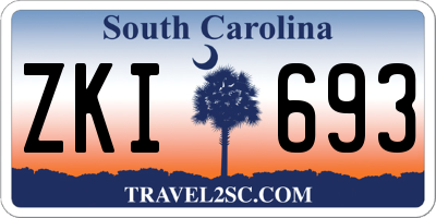 SC license plate ZKI693