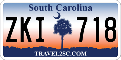 SC license plate ZKI718