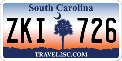 SC license plate ZKI726