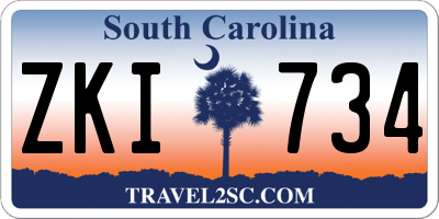 SC license plate ZKI734