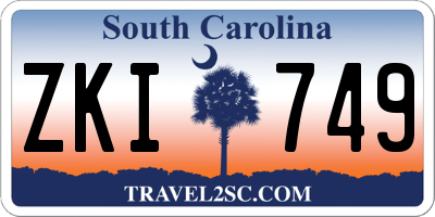 SC license plate ZKI749