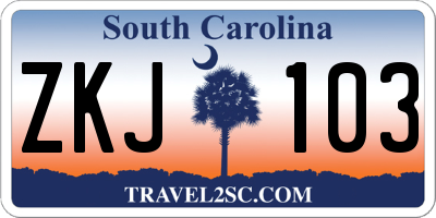 SC license plate ZKJ103