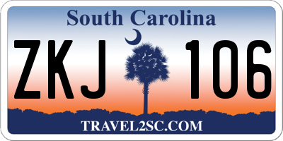 SC license plate ZKJ106
