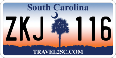 SC license plate ZKJ116