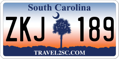 SC license plate ZKJ189