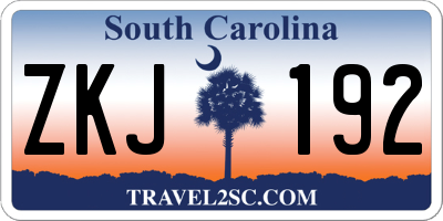 SC license plate ZKJ192
