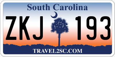 SC license plate ZKJ193