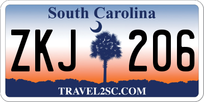 SC license plate ZKJ206