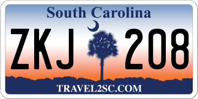 SC license plate ZKJ208