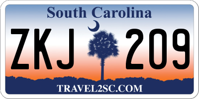 SC license plate ZKJ209