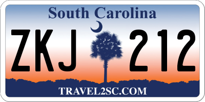 SC license plate ZKJ212