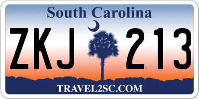 SC license plate ZKJ213