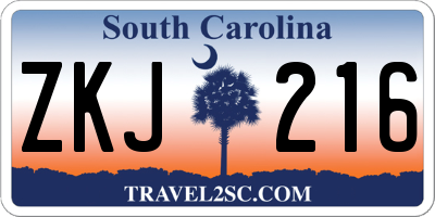 SC license plate ZKJ216
