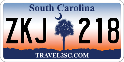 SC license plate ZKJ218