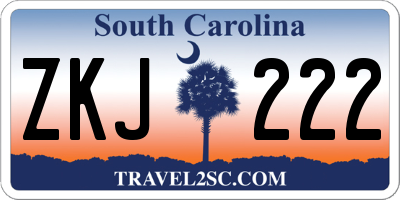 SC license plate ZKJ222