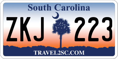 SC license plate ZKJ223