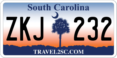 SC license plate ZKJ232