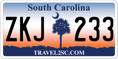 SC license plate ZKJ233