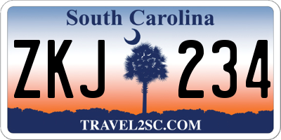 SC license plate ZKJ234