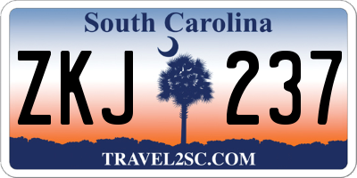 SC license plate ZKJ237
