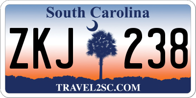 SC license plate ZKJ238