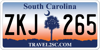 SC license plate ZKJ265
