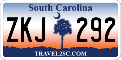 SC license plate ZKJ292