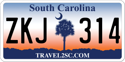 SC license plate ZKJ314