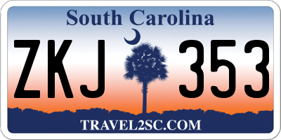 SC license plate ZKJ353