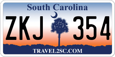 SC license plate ZKJ354