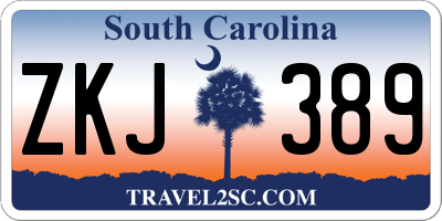 SC license plate ZKJ389