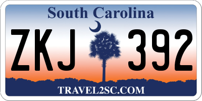 SC license plate ZKJ392