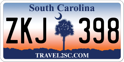 SC license plate ZKJ398