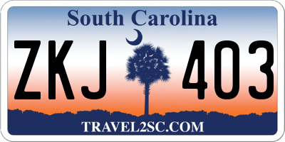 SC license plate ZKJ403