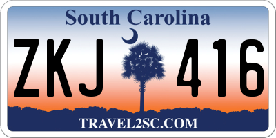 SC license plate ZKJ416
