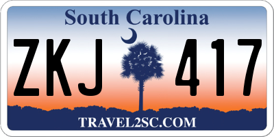 SC license plate ZKJ417