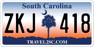SC license plate ZKJ418