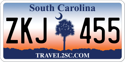 SC license plate ZKJ455