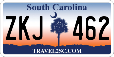 SC license plate ZKJ462