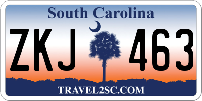 SC license plate ZKJ463