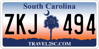 SC license plate ZKJ494