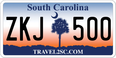 SC license plate ZKJ500