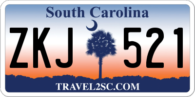 SC license plate ZKJ521