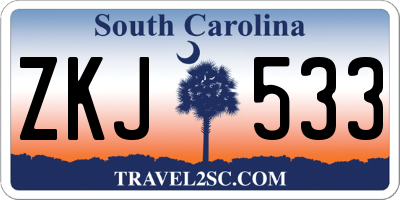 SC license plate ZKJ533