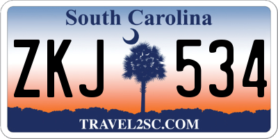 SC license plate ZKJ534