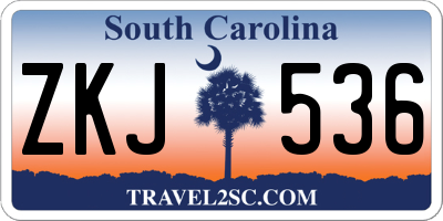 SC license plate ZKJ536