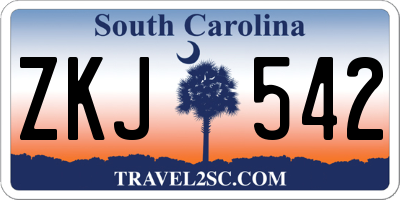 SC license plate ZKJ542